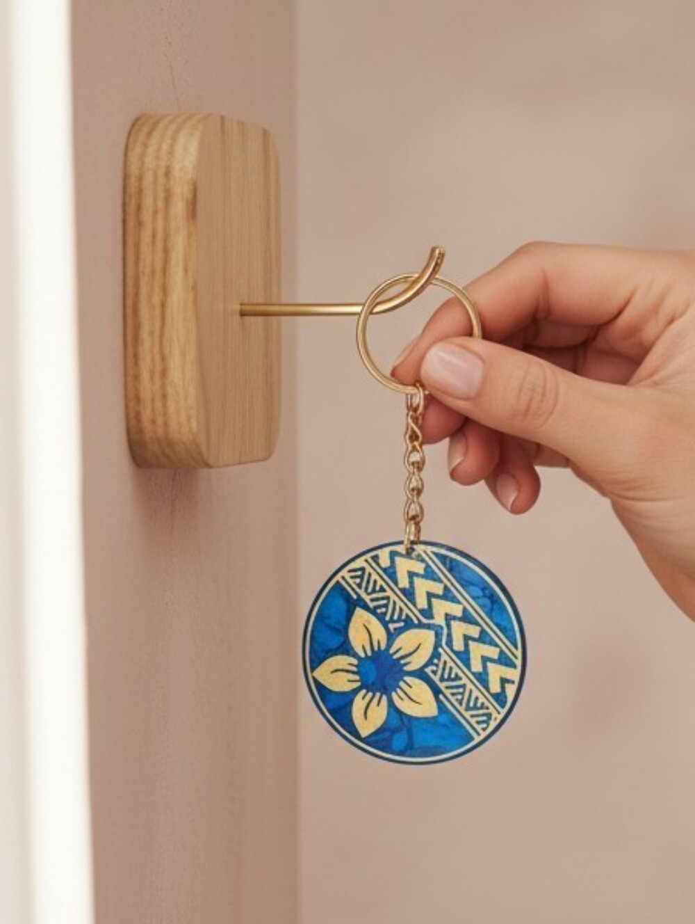 Blue Tortoiseshell + Plumeria Flower + Polynesian Tribal Gold Keychain